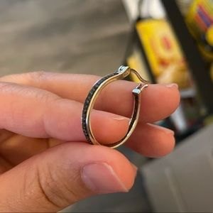 Black gems and sterling silver hoops